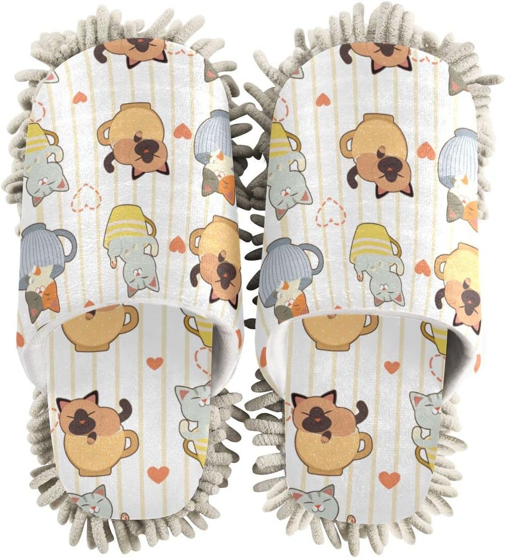 DOMIKING Mop Slippers for Floor Cleaning Washable Comfortable Women Men
