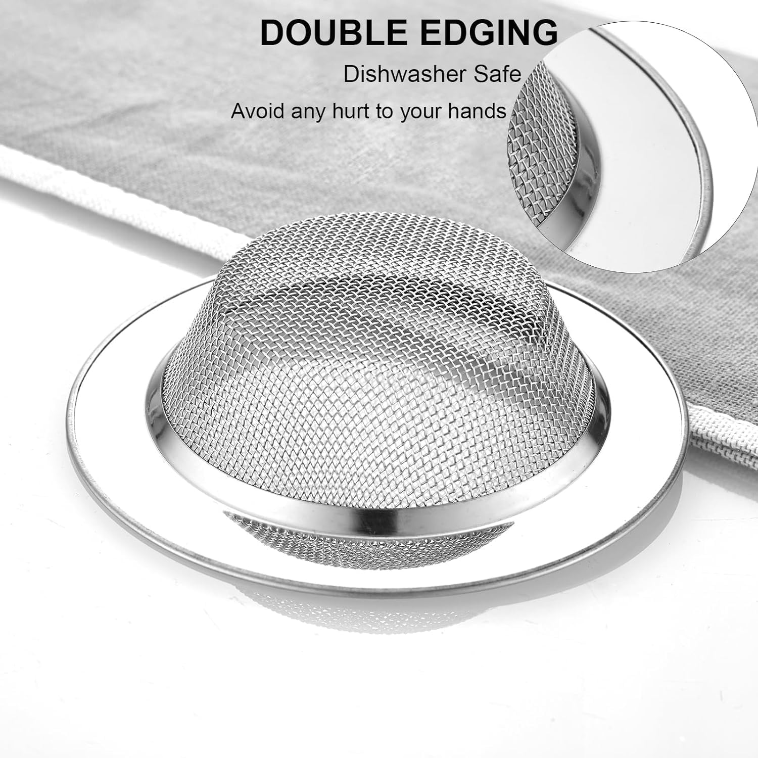 LASSHSWA 2 PCS Stainless Steel Sink Strainer 45 Wide Rim for Kitchen