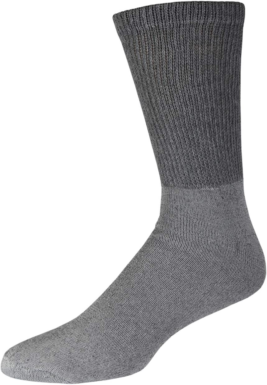 Big and Tall Mens Diabetic Socks - 6 Pairs Black Gray White