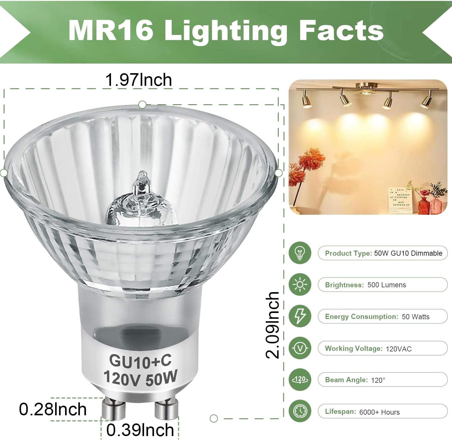 SerBion GU10 50W Halogen Bulbs Warm White 2700K Pack of 6