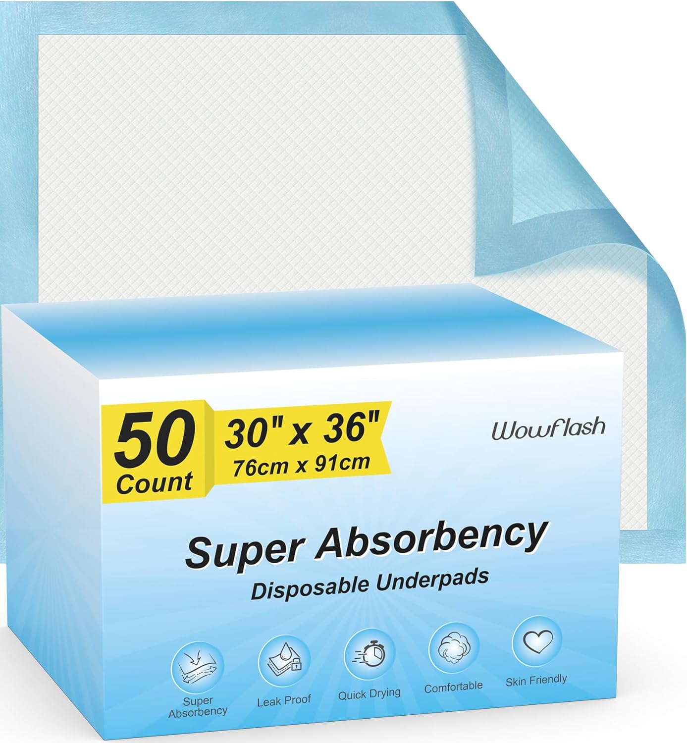 50 Count 30x36 Super Absorbent Disposable Underpads for Baby Pet Adults