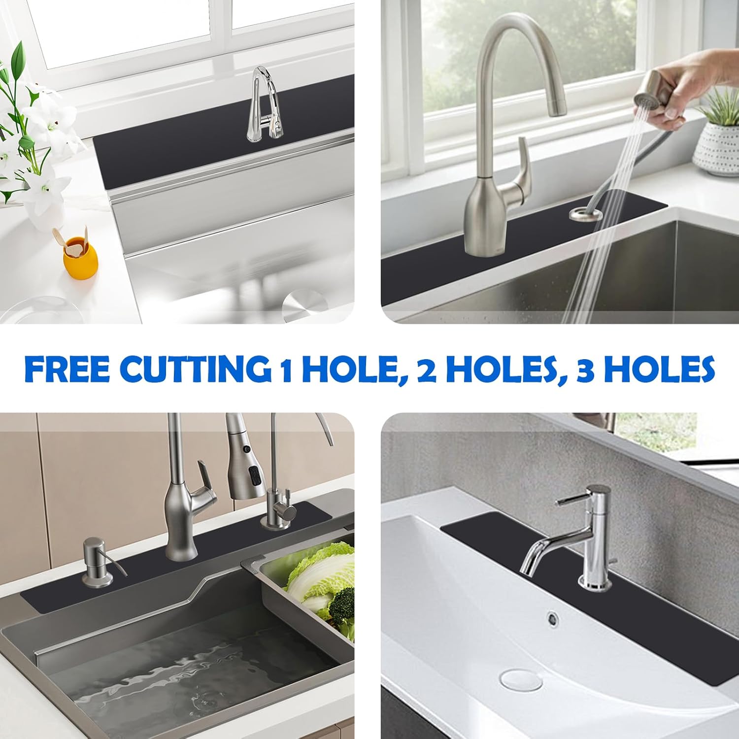 OIEKUN 2 Pcs DIY 3 Hole Sink Splash Guard