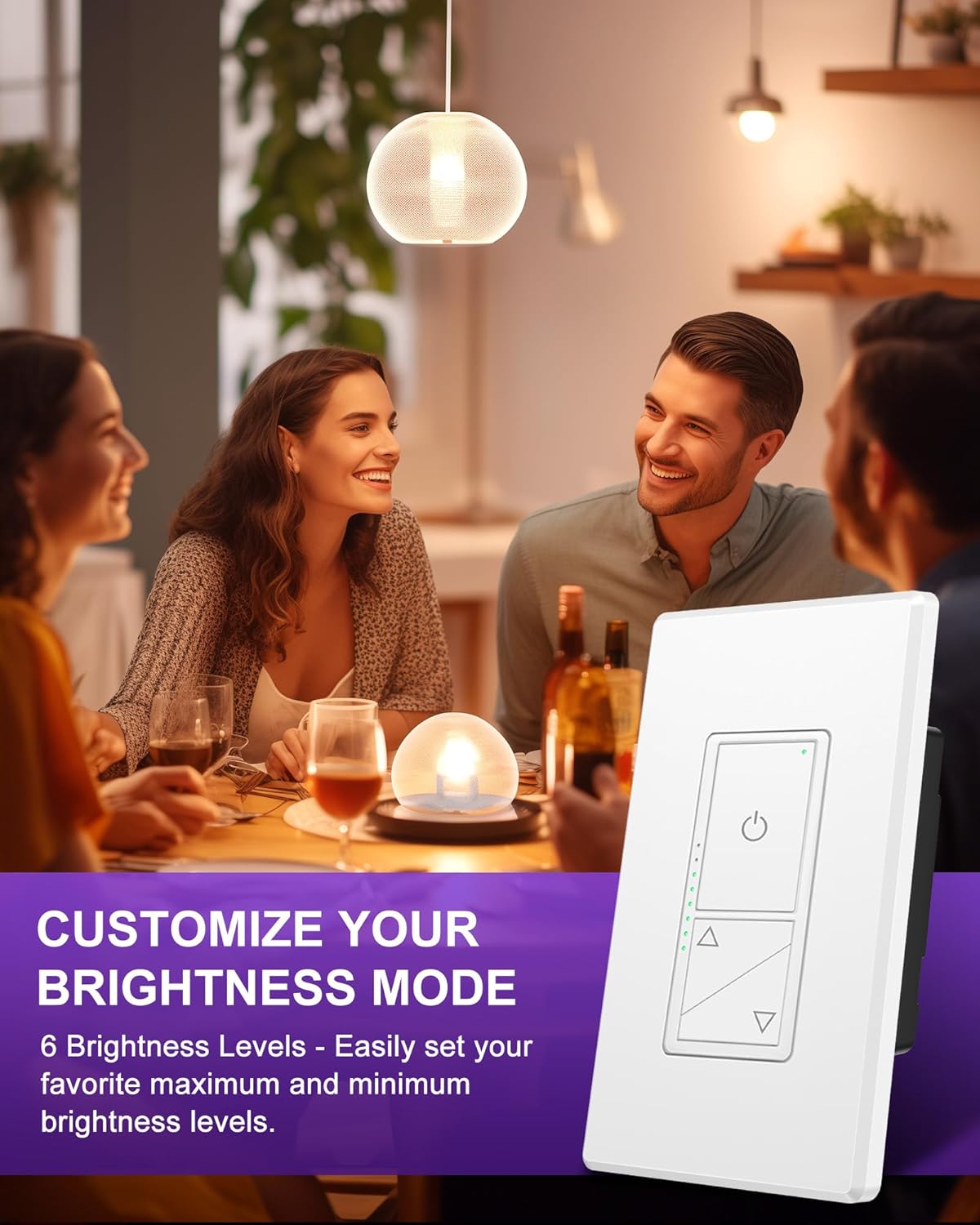 HitLights Dimmer Switch 120V Universal 3-Way Wall Plate Included
