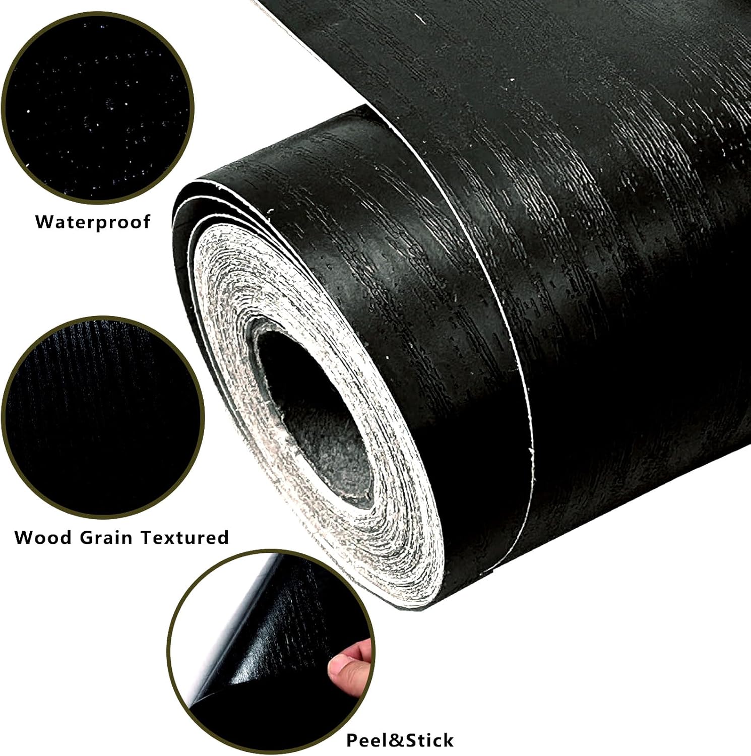 DESOMINOR 32FT Black Waterproof Wallpaper Border
