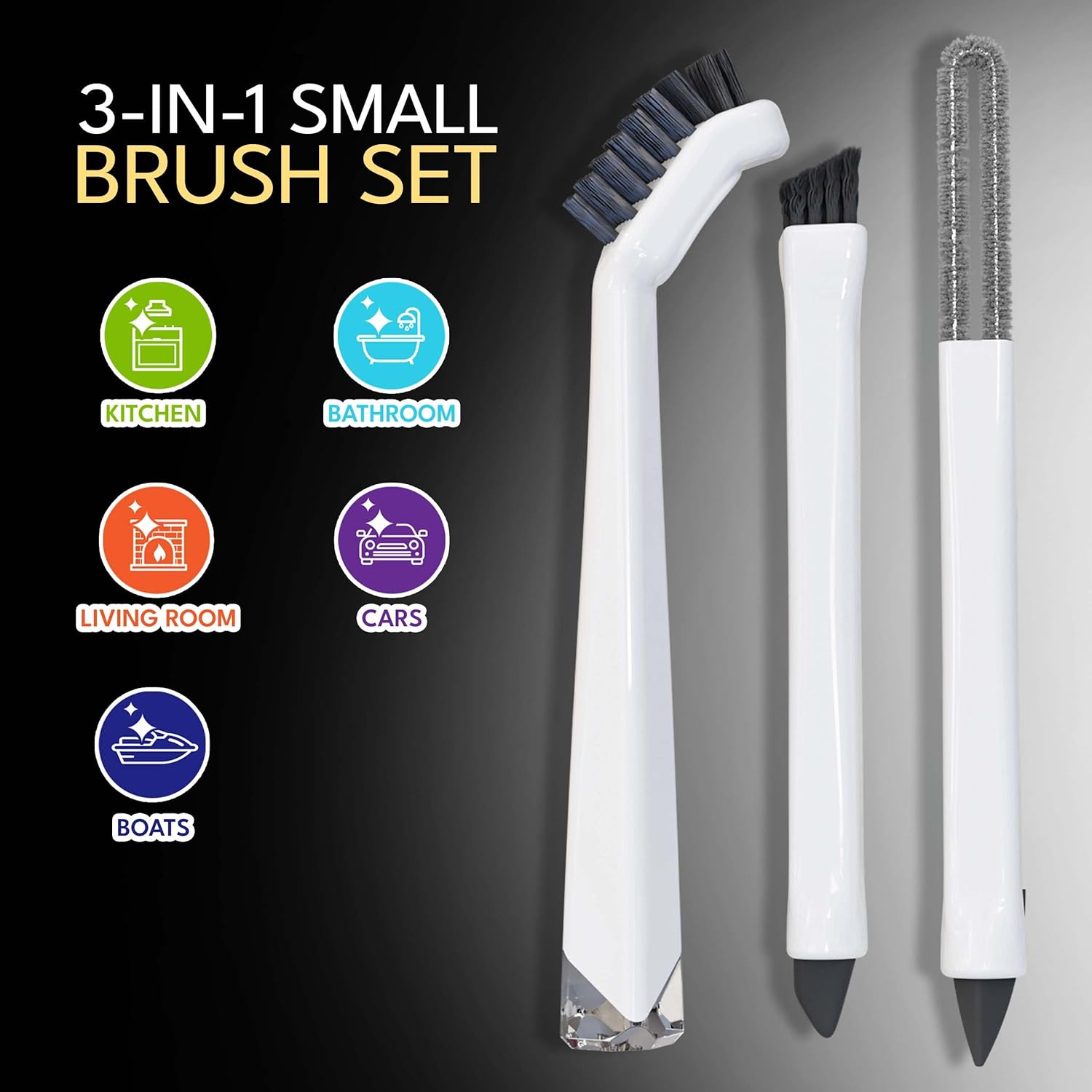 The Crown Choice Small Cleaning Brush Set 3pcs