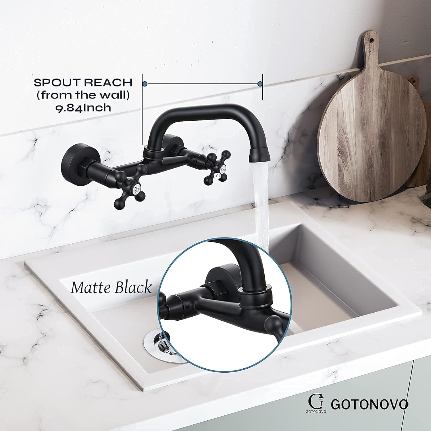 Gotonovo Touch On Kitchen Sink Faucet 2 Cross Handle Victorian Design