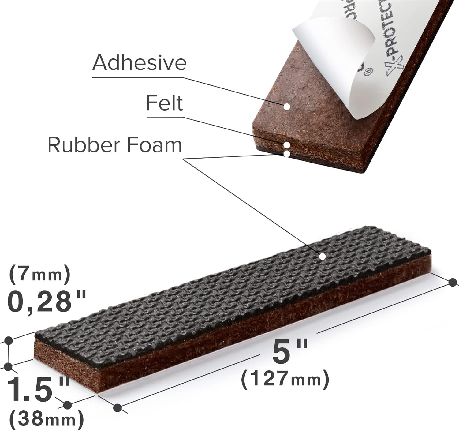 X-Protector Non-Slip Furniture Grips 8 Pcs 15 x 5 1
