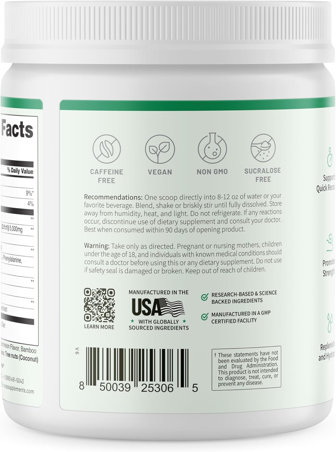 Snap BCAA Powder with Nitric Oxide Booster - Watermelon Flavor