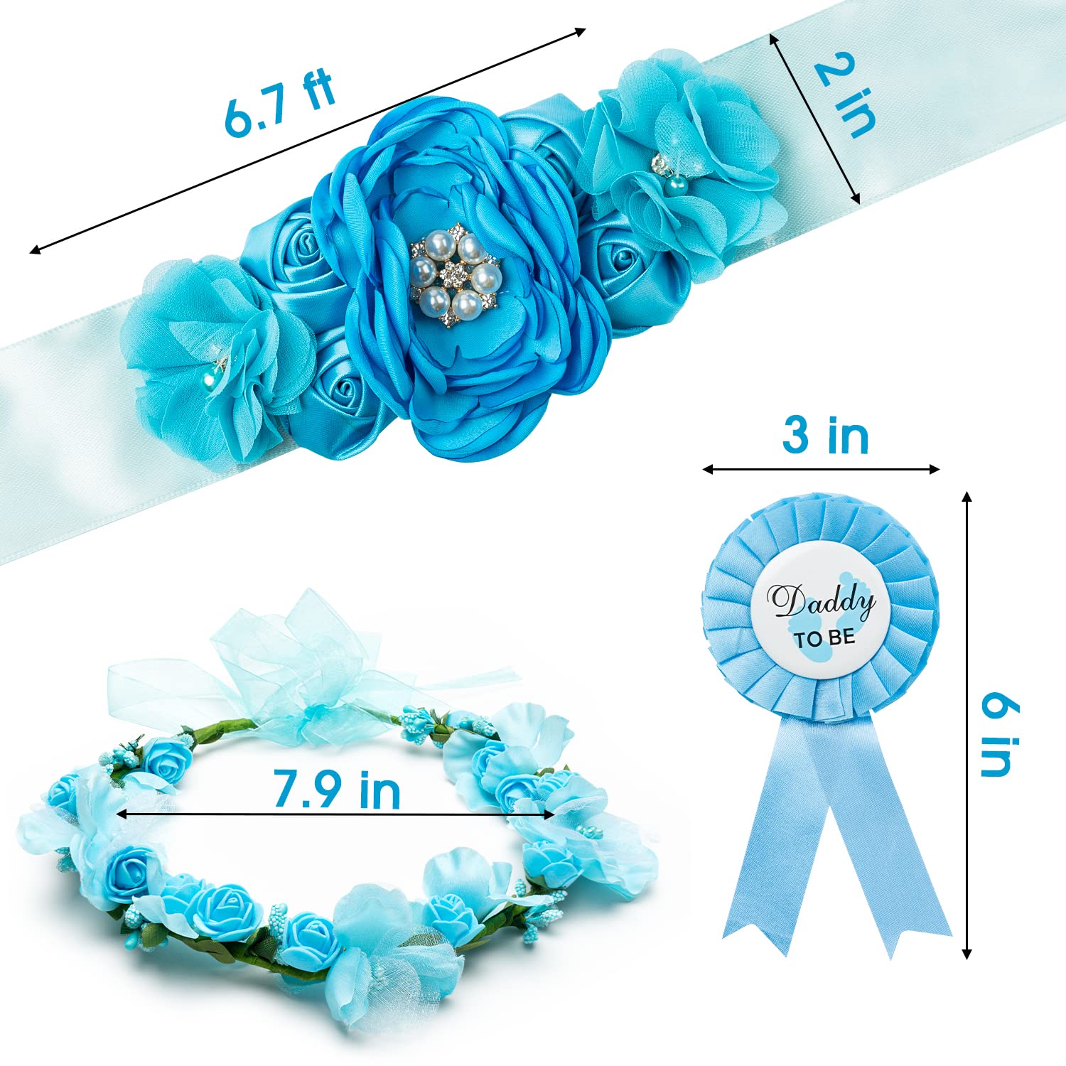 R HORSE Blue Maternity Sash Kit with Corsages and Headdress