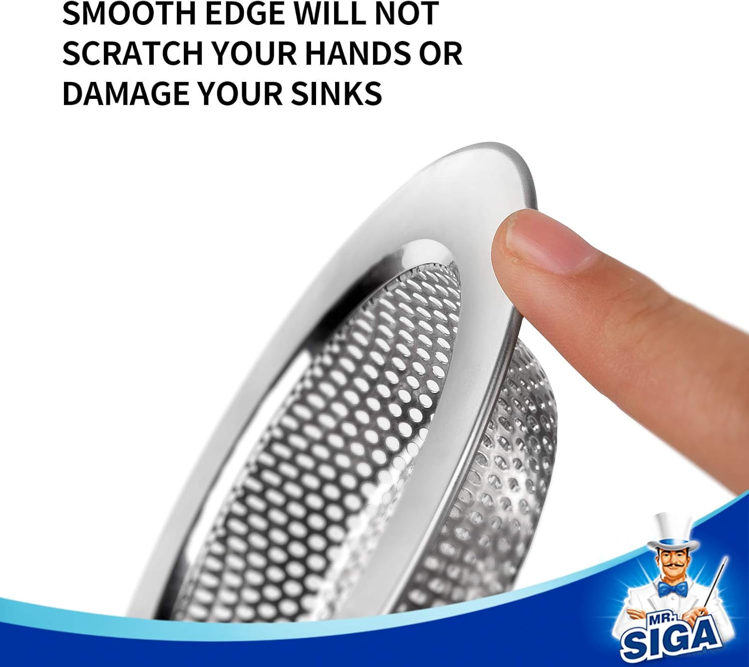 MRSIGA Pack of 3 Sink Strainers Stainless Steel 44 Inch Diameter