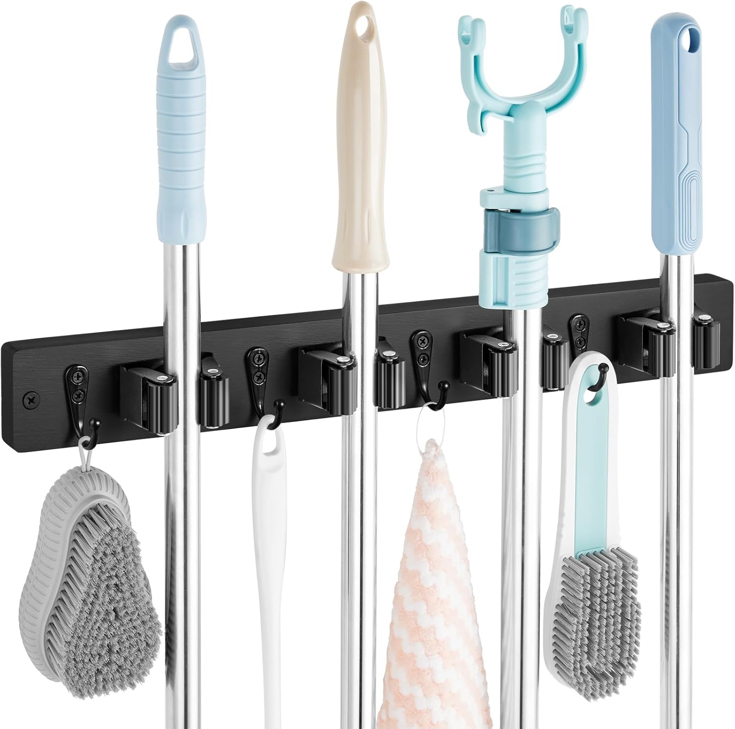 OUTNILI Black Broom Mop Holder Wall Mount 1