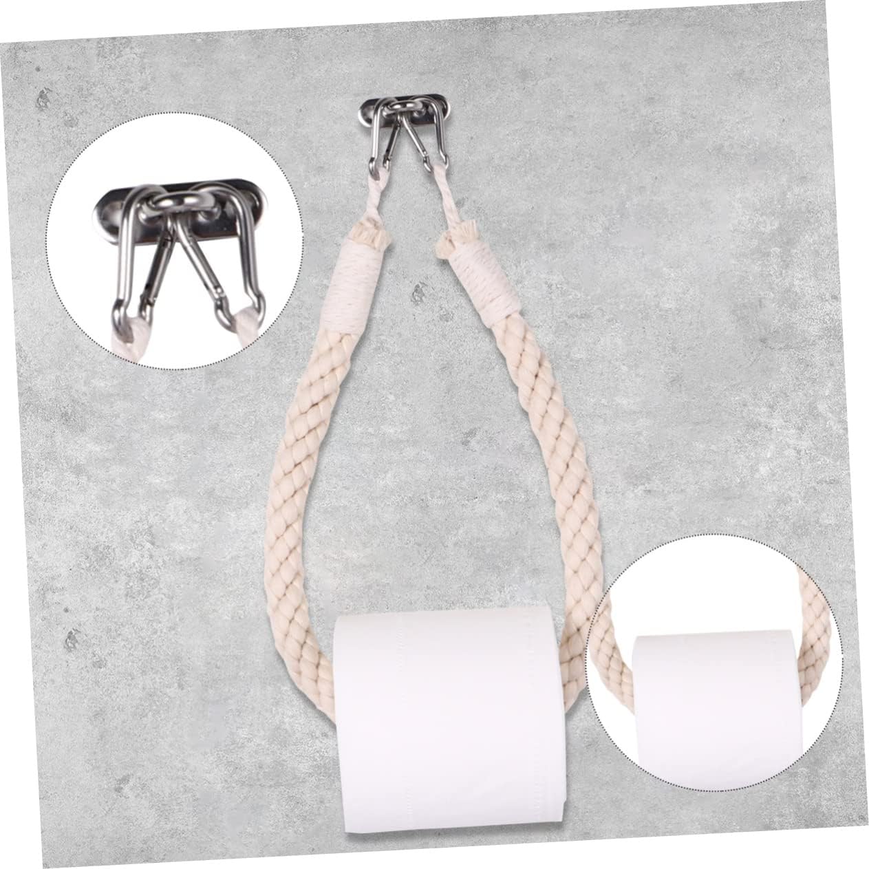 Nautical Rope Toilet Paper Holder with Metal Hooks 1