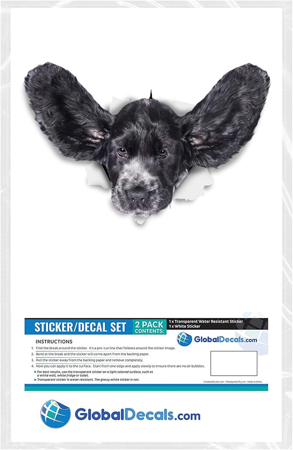 Winston Bear 3D Dog Stickers - 2 Pack - Funny Cocker Spaniel