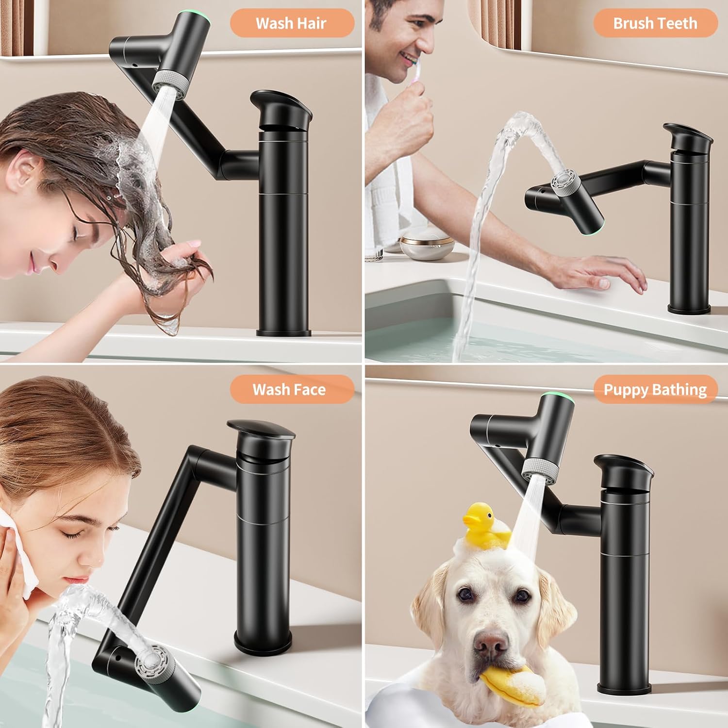 SINGSUO High Pressure Shower Head 1080 Rotatable Faucet Set