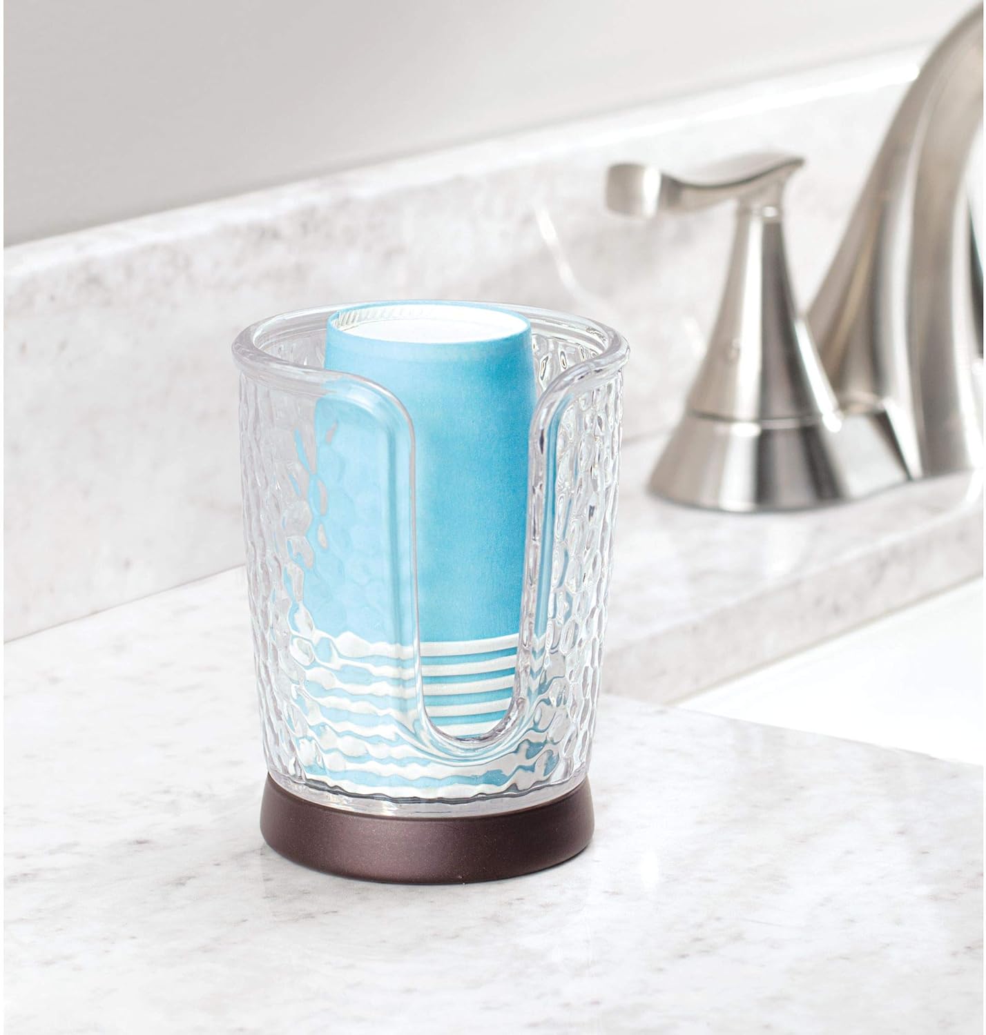 iDesign Rain Cup Dispenser Holder for Bathrooms