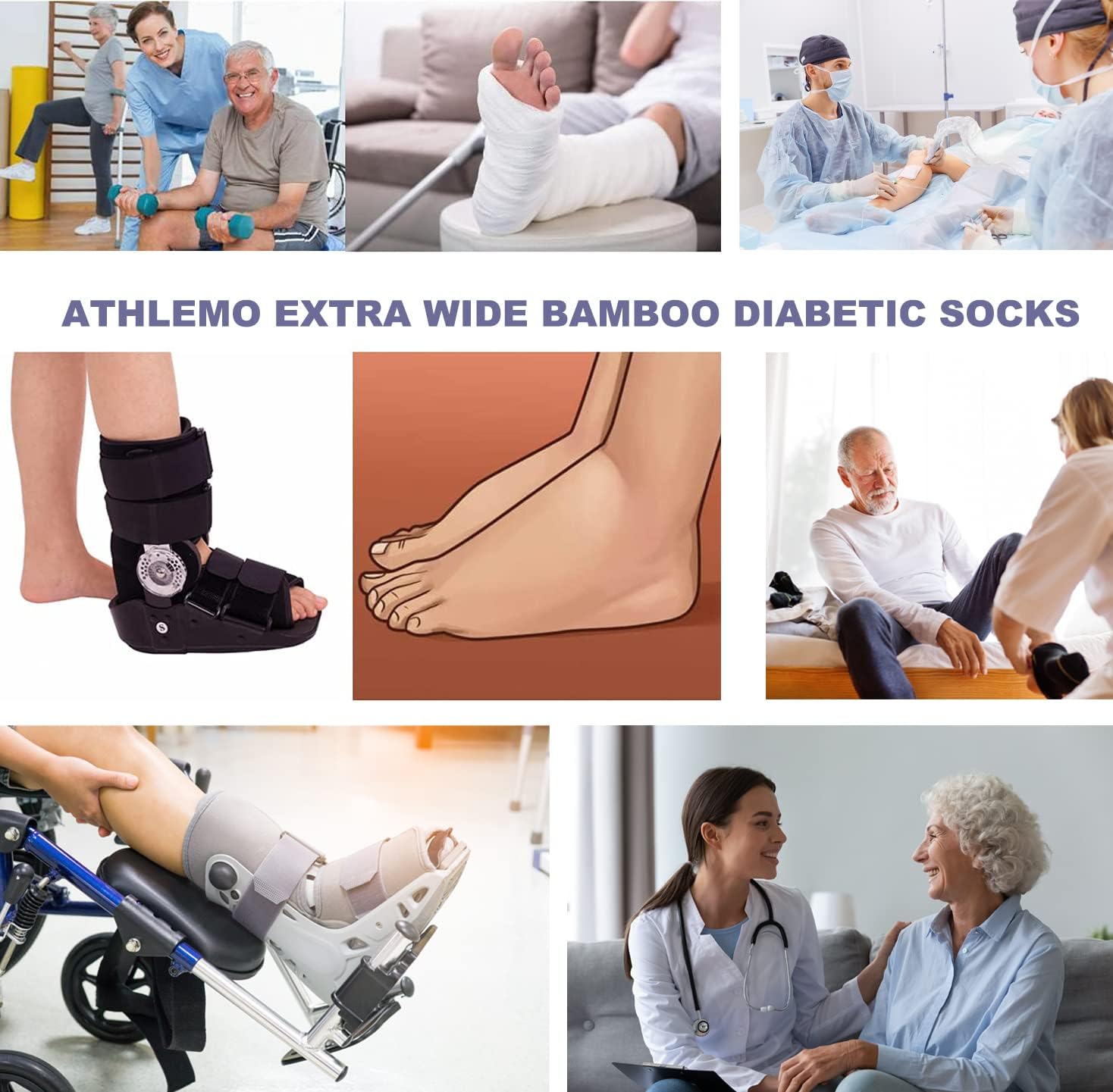 2 Pair Extra Wide Bariatric Socks for Diabetic Feet