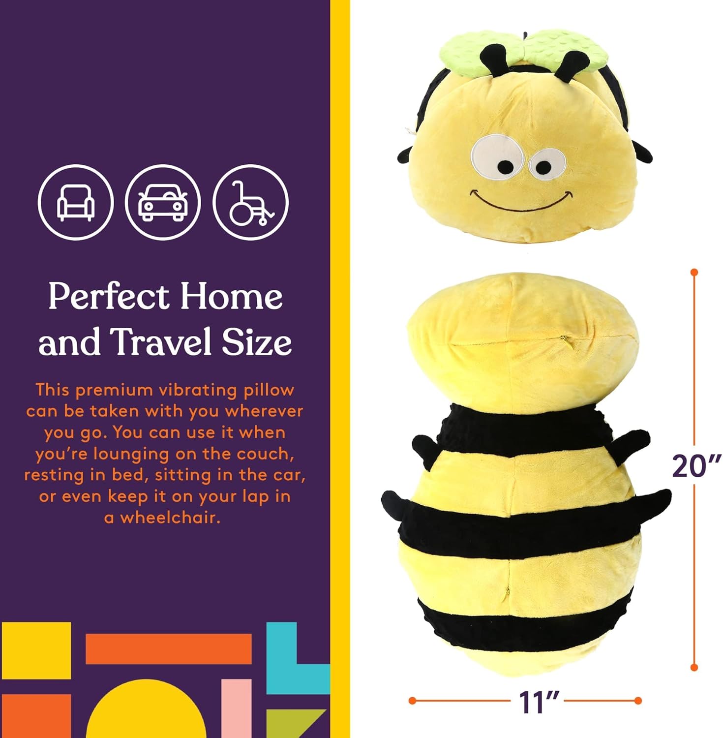 Special Supplies Bumble Bee Vibrating Pillow Plush Minky with Textured Bumps