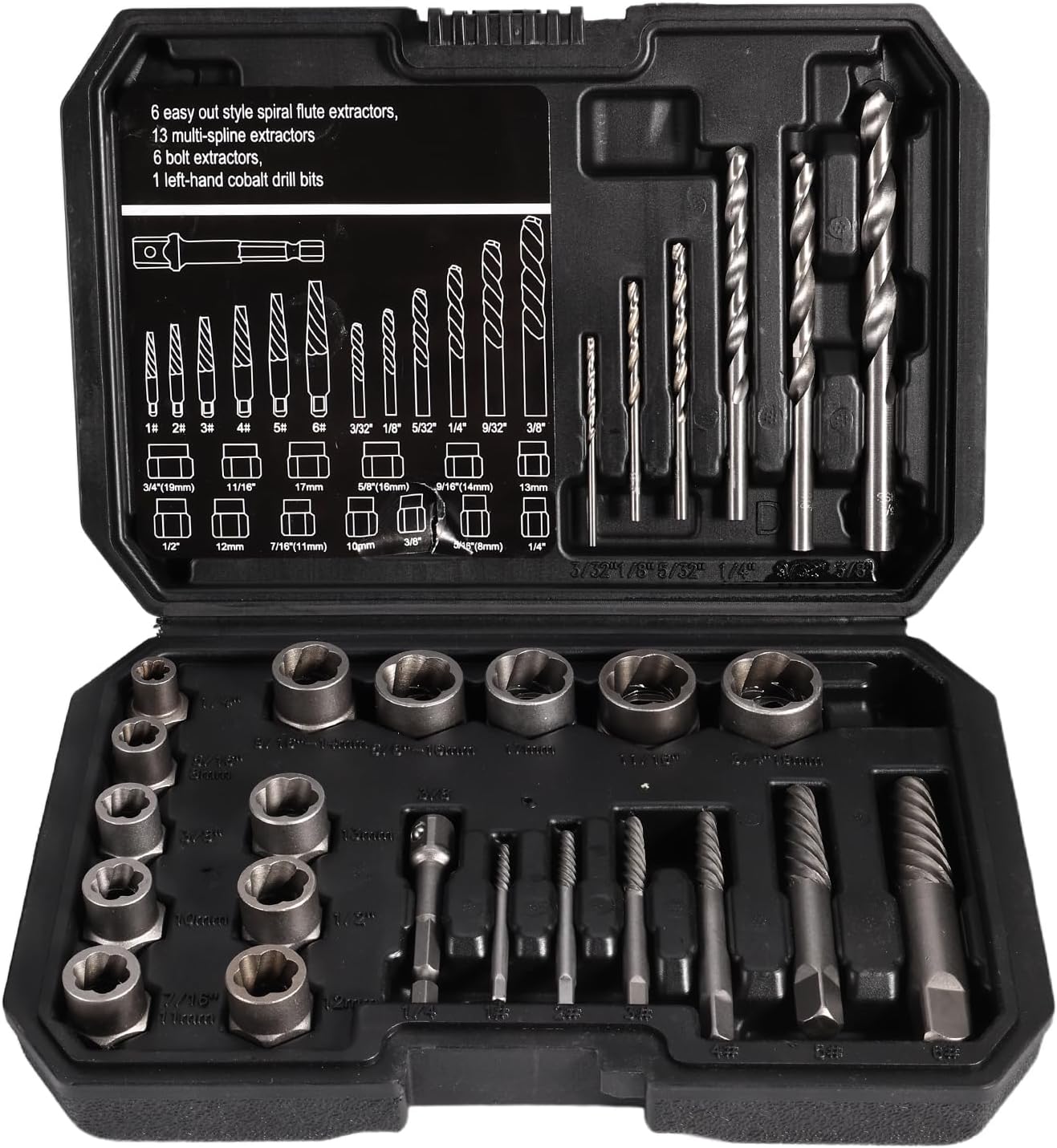 Valkynos 26 Pcs Screw Extractor Set with Left-Hand Drill Bits