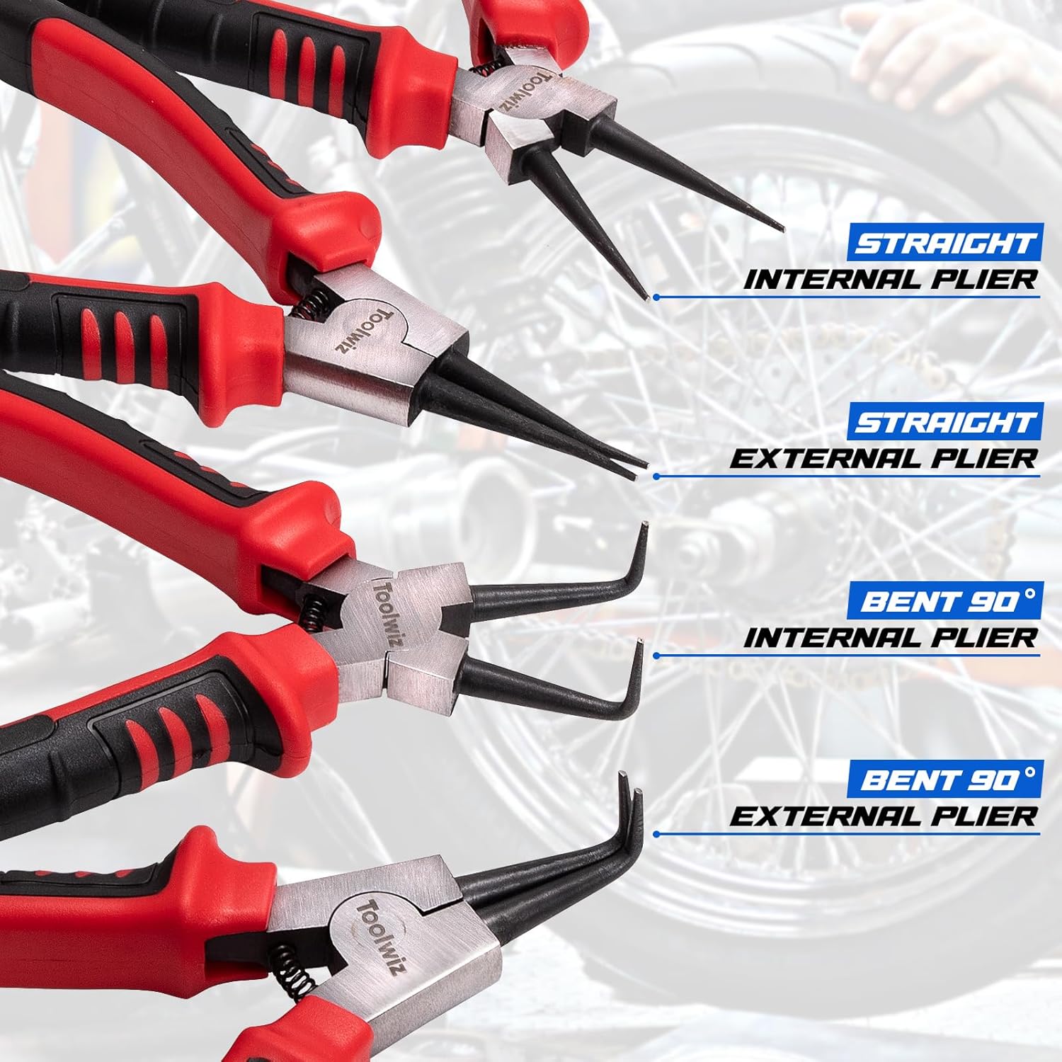 Toolwiz 4 Pcs Heavy Duty Snap Ring Pliers Set