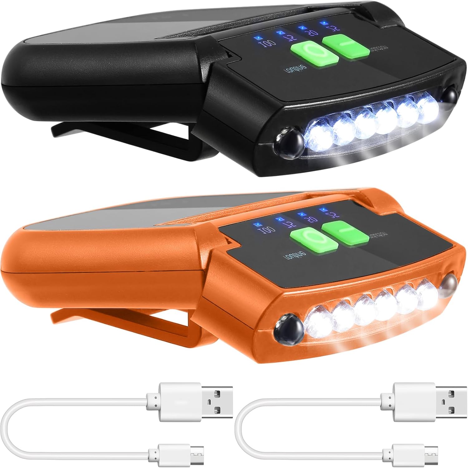 Mudder 2 Piece LED Cap Flashlight Clip with USB Rechargeable