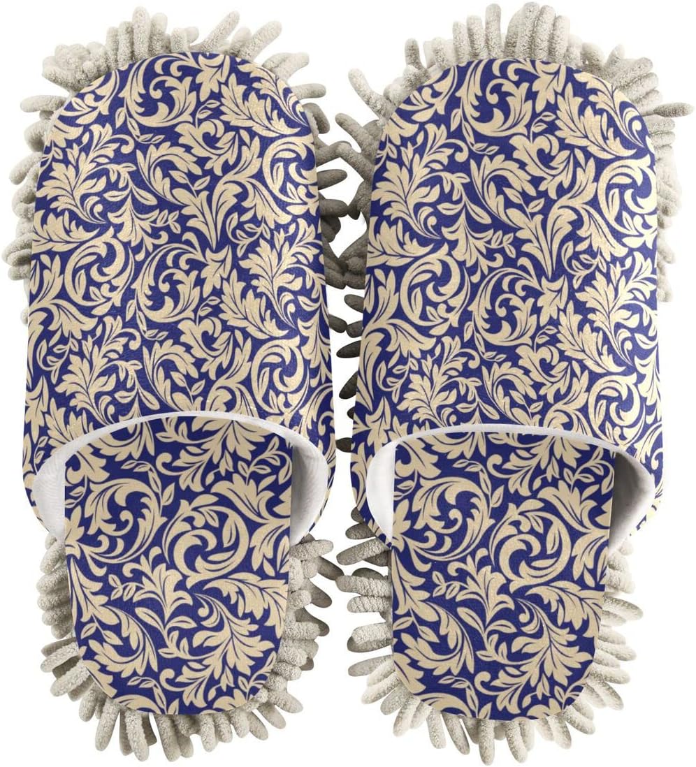 DOMIKING Bbaroque Damask Mop Slippers for Women 1