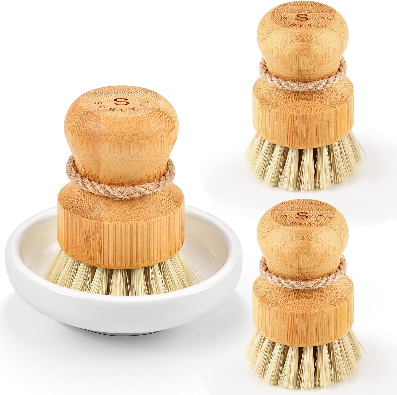 SUBEKYU Bamboo Dish Scrub Set of 3