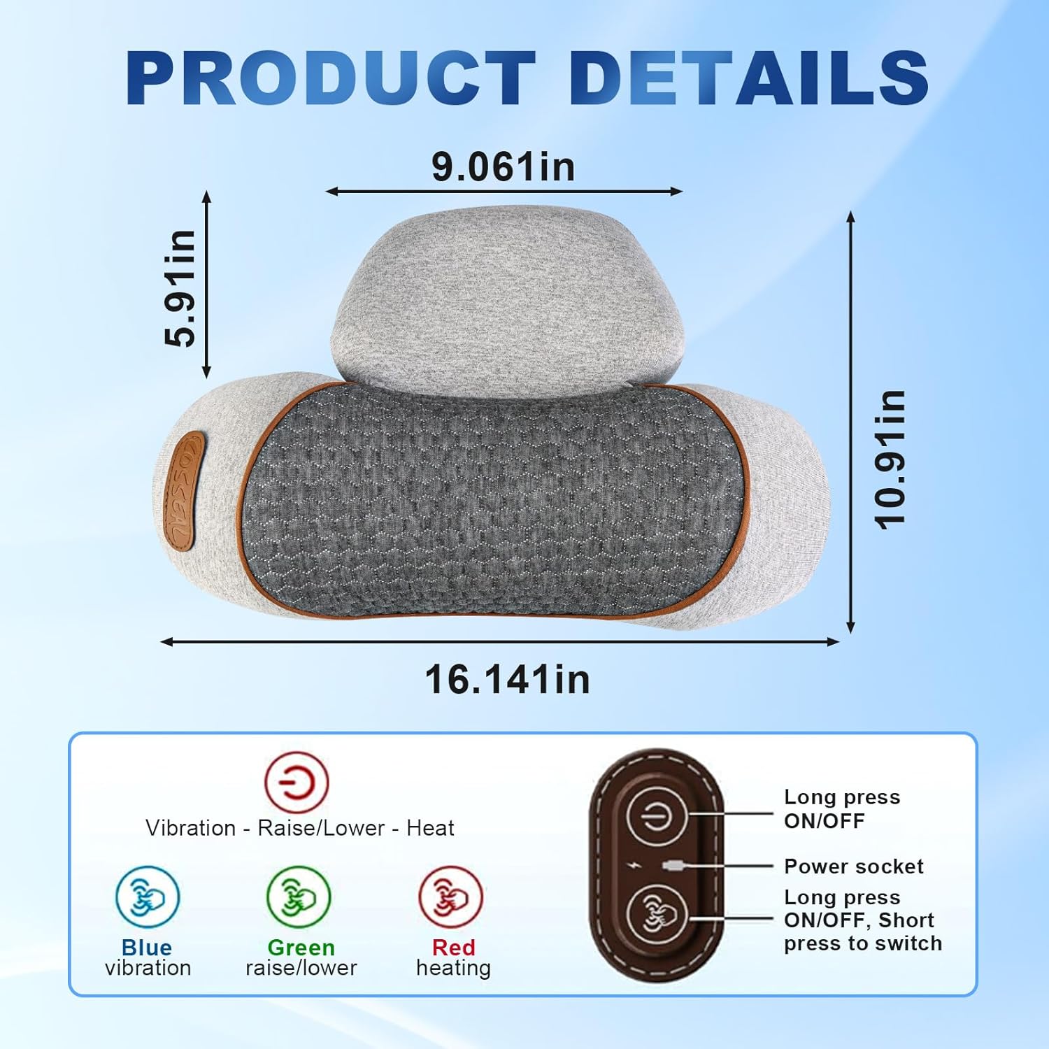 Triple Therapy Neck Pillow with Heat and Traction 1