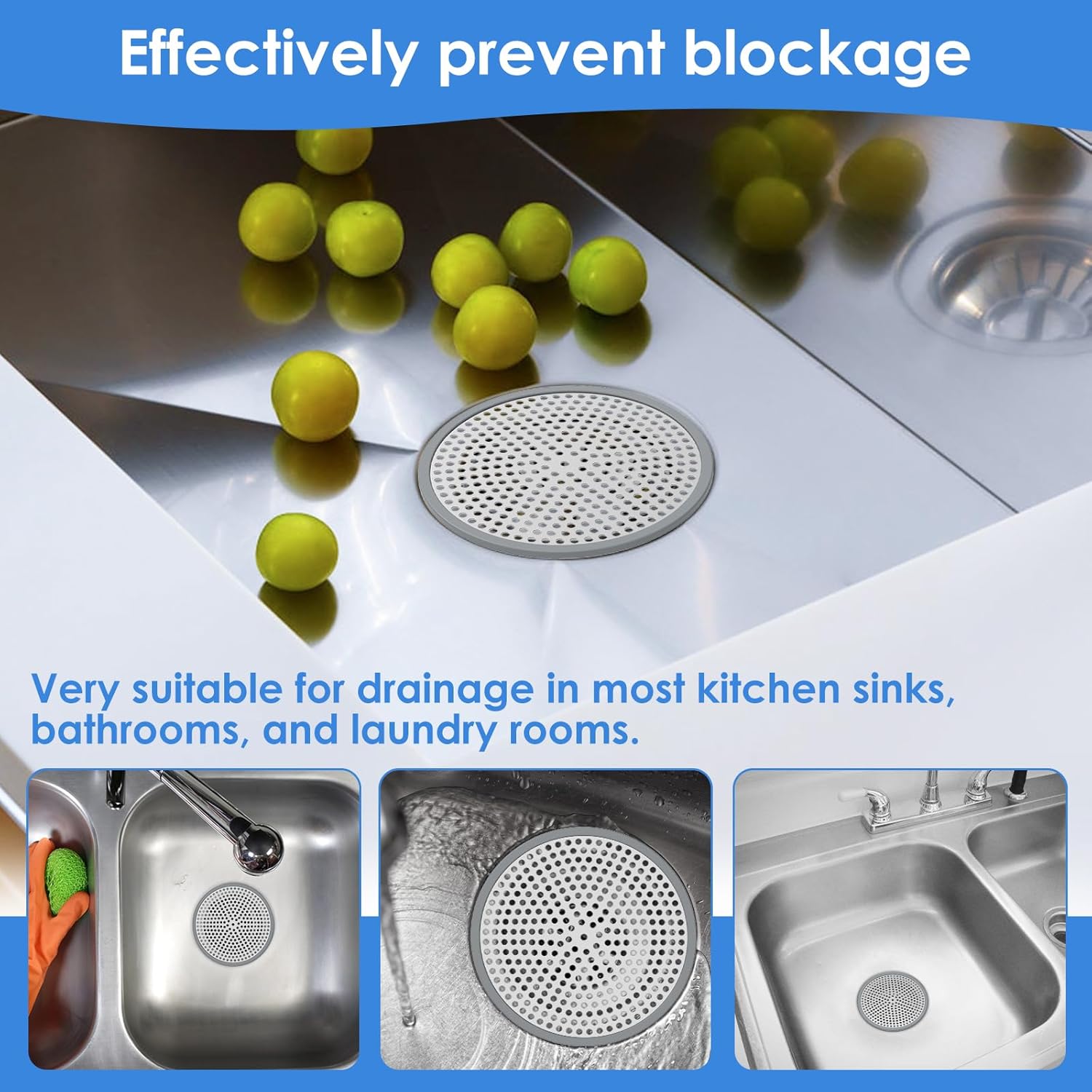 4Pcs Stainless Steel Hair Catcher for Sink and Bathtub