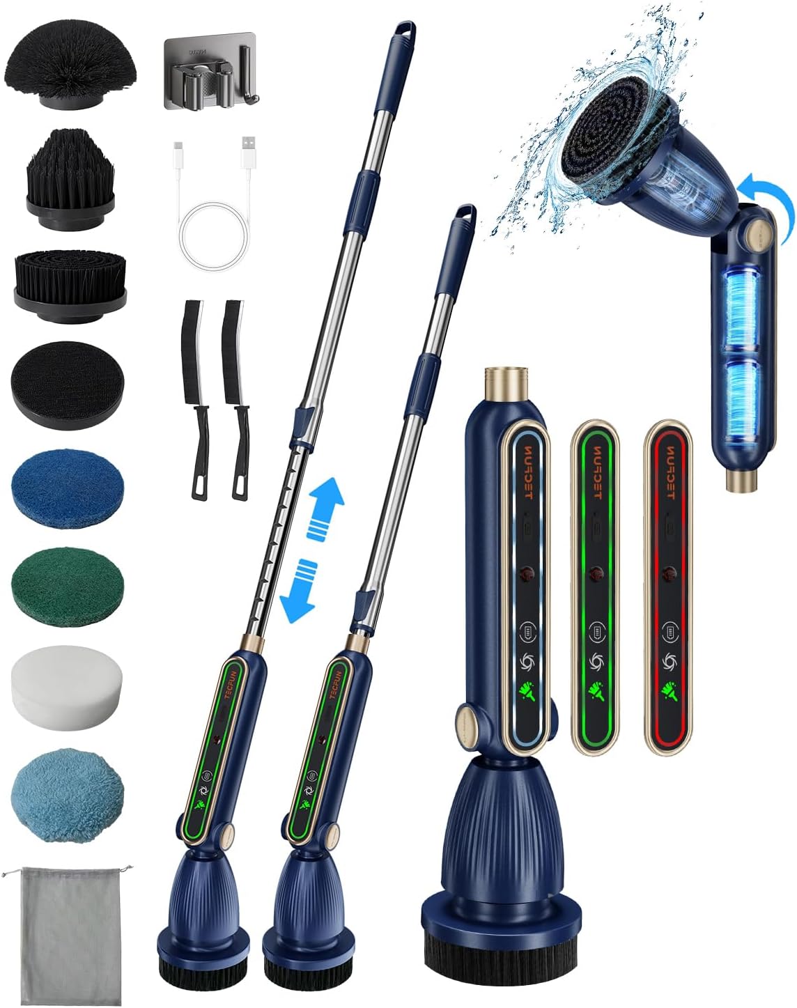 TECFUN 16 in 1 Electric Spin Scrubber with LED