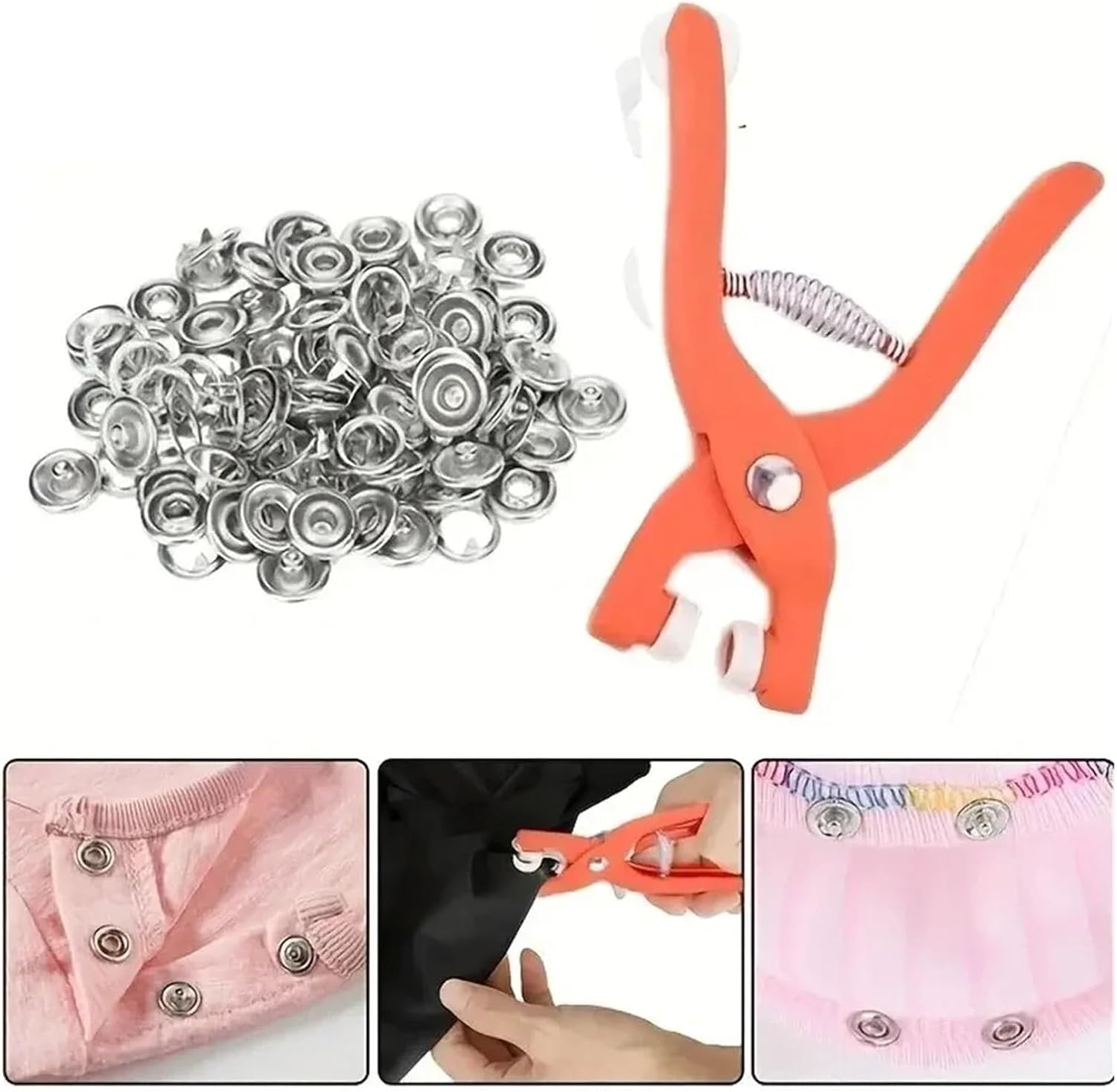 Buckle Rivet Buttons Metal Pliers Set with 50 Rivet Buckles