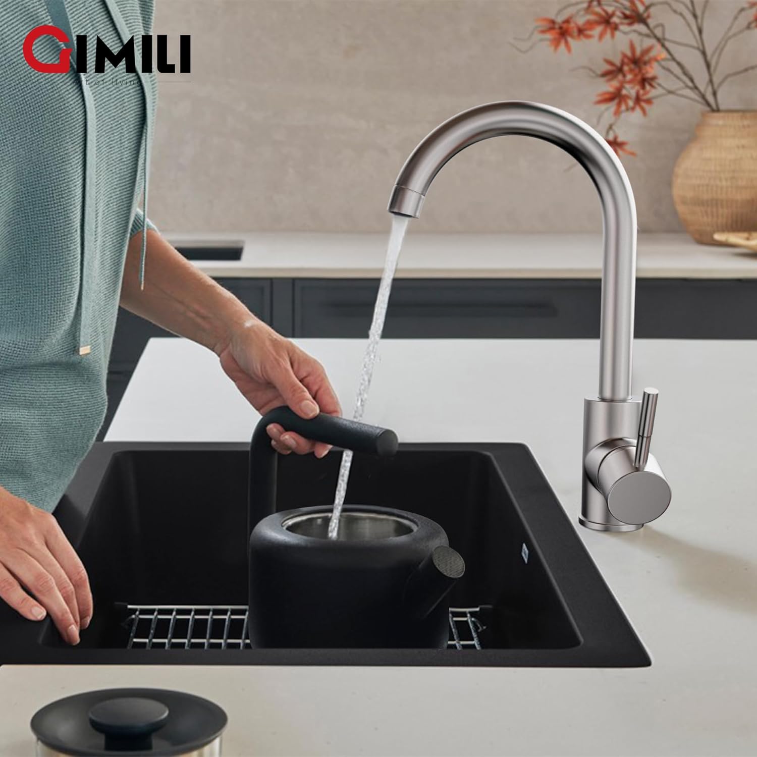 GIMILI Bar Sink Faucet Single Hole Brushed Nickel