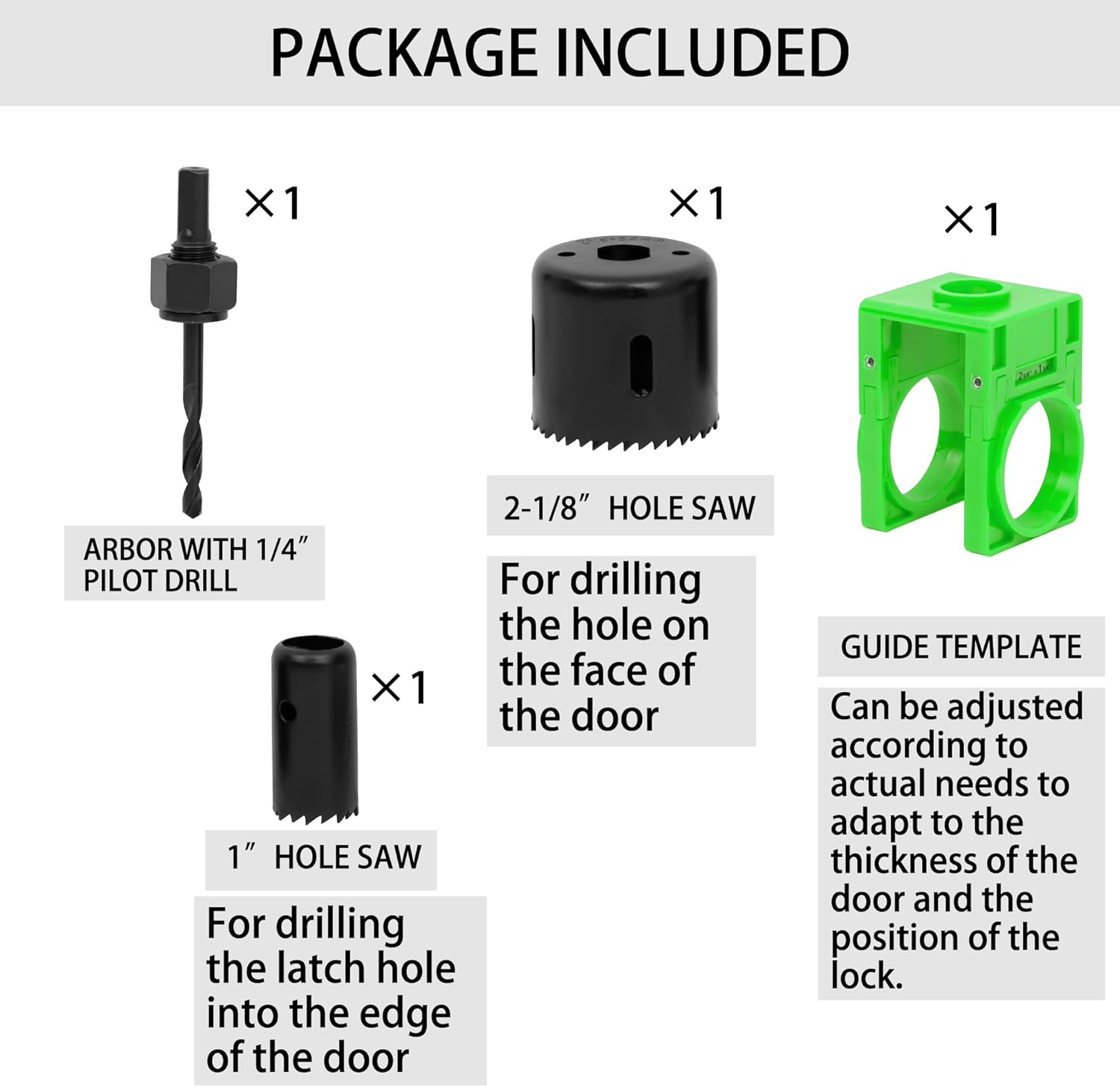 RKK Hole Saw Kit for Door Lock Installation Green