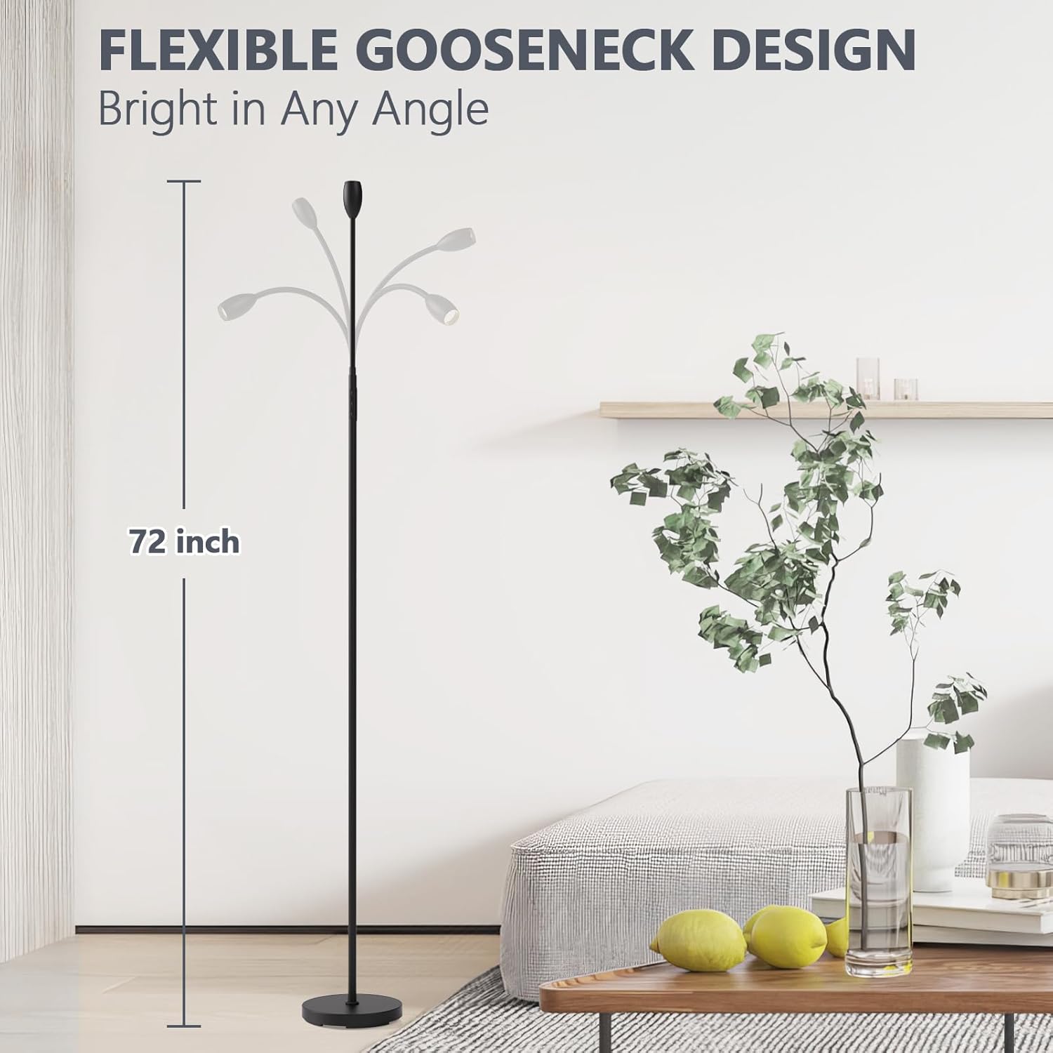 AUZONIMICS Reading Floor Lamp with Dimmable LED and Gooseneck
