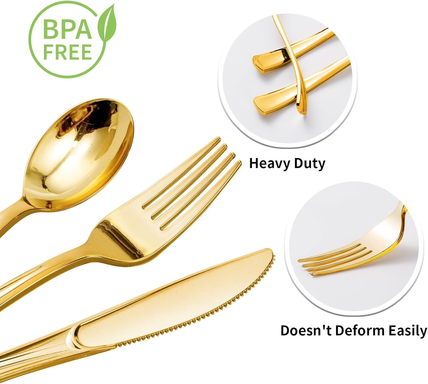 Goodluck 500PCS Gold Plastic Cutlery Set