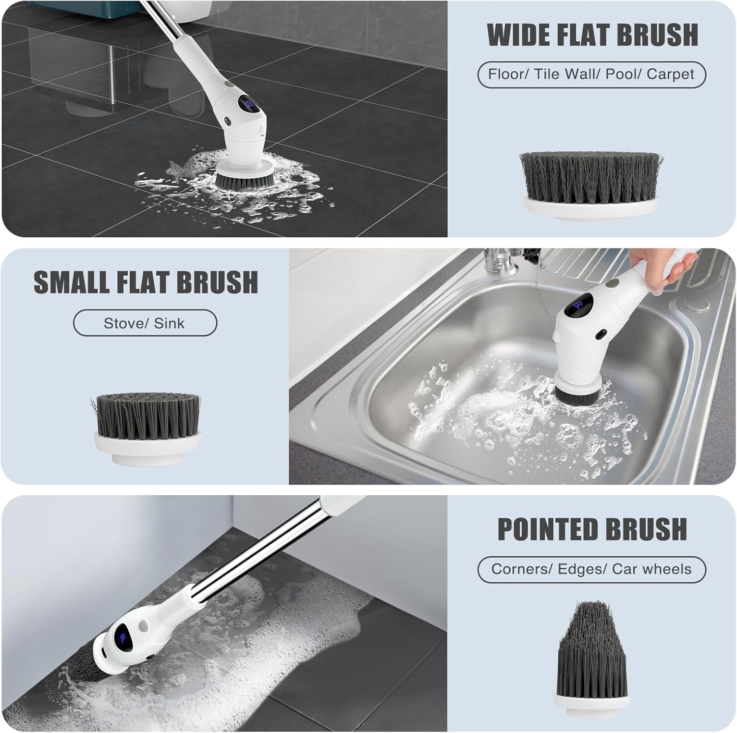 Untovei Cordless Electric Spin Scrubber with 7 Heads
