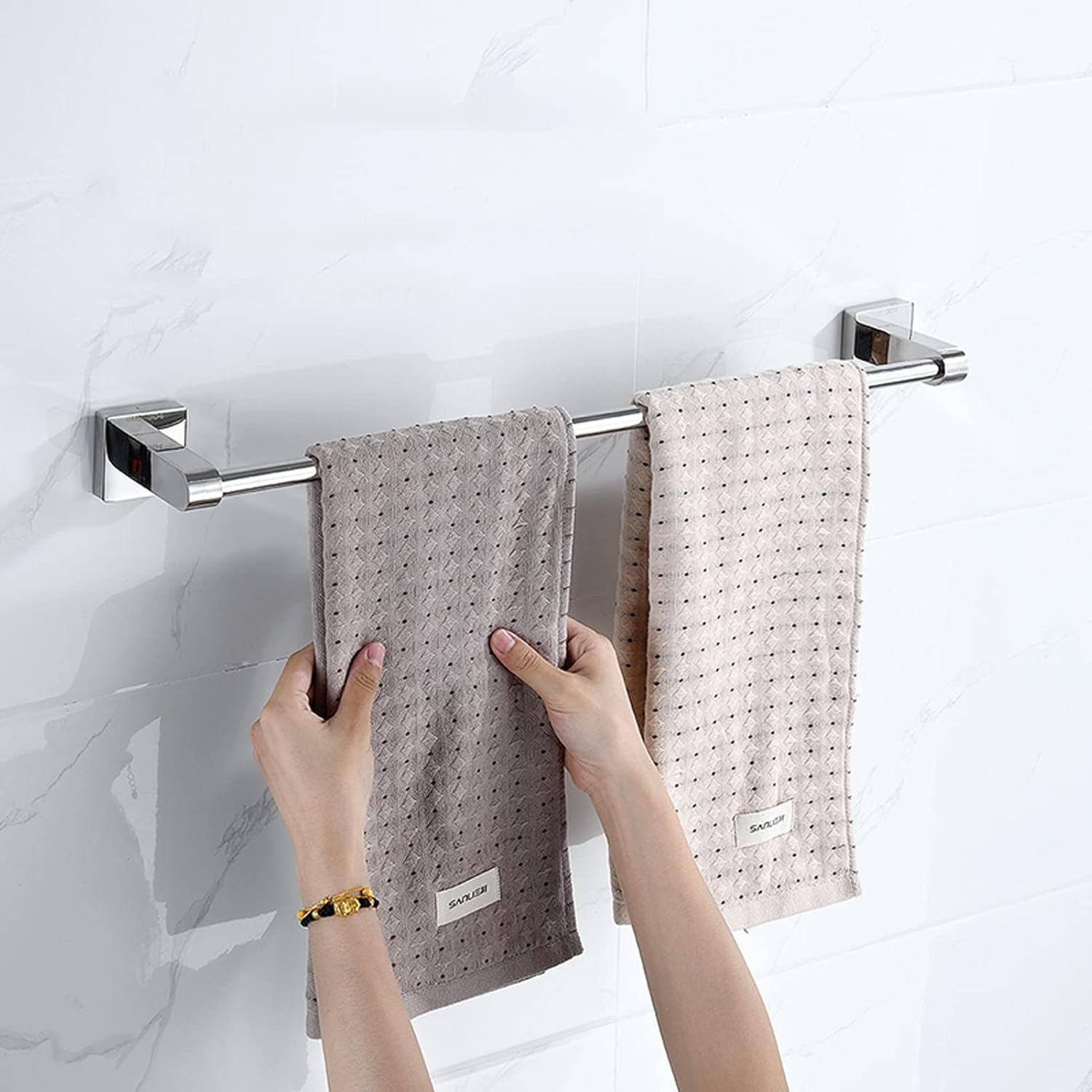 Stainless Steel Towel Bar - Adjustable 40cm to 100cm for Bathroom and Kitchen