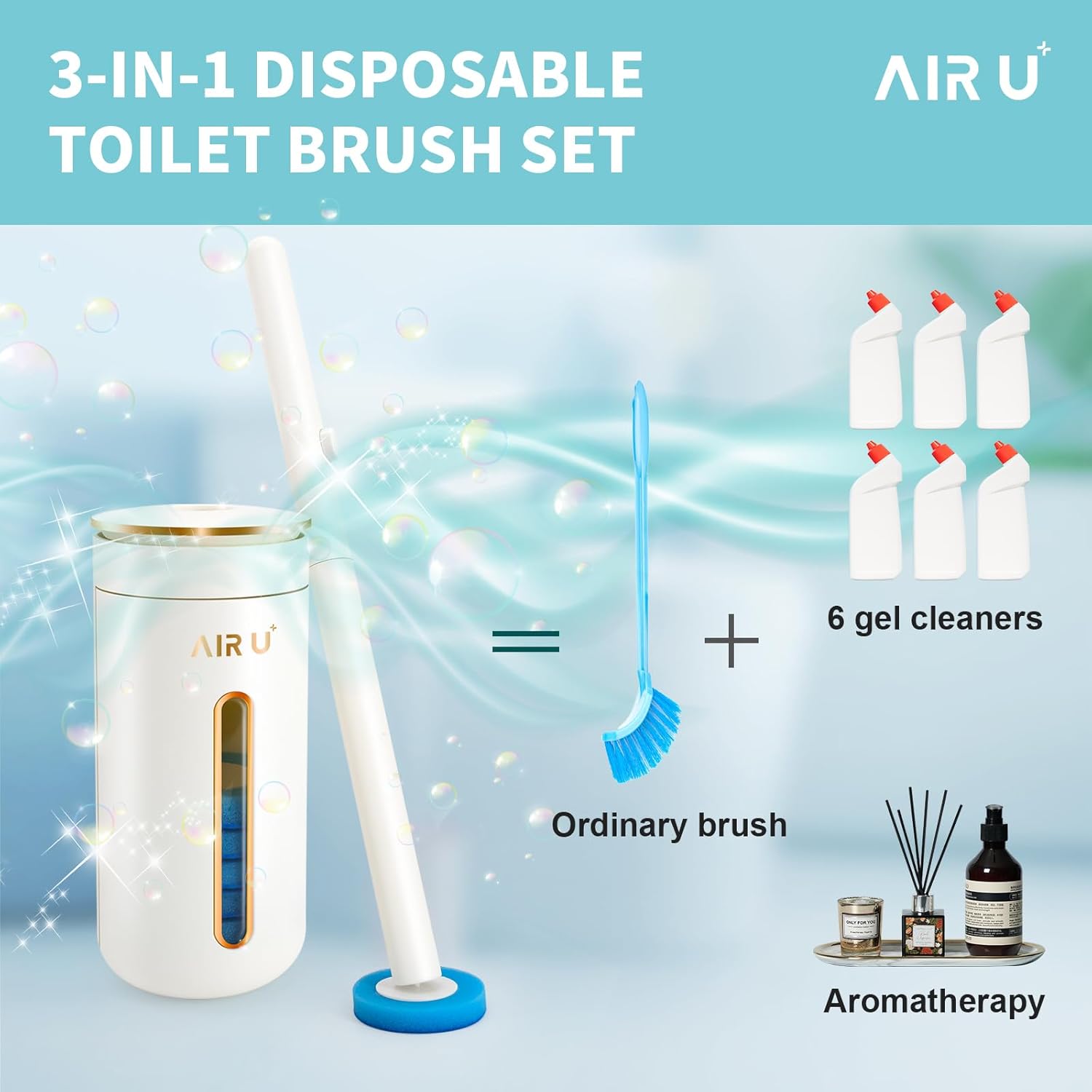 AIR U Toilet Brush Starter Kit with 24 Refills