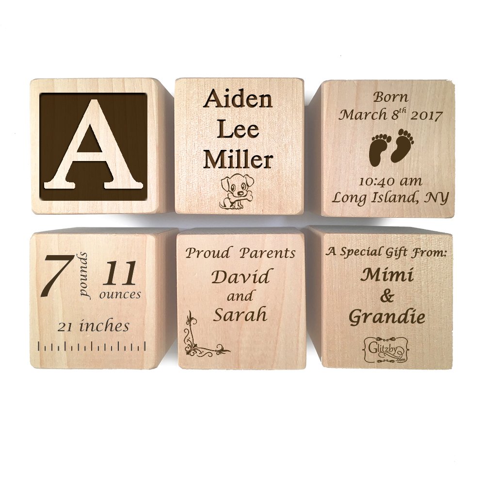 Personalized Wooden Baby Block - Newborn Gift for Boy or Girl