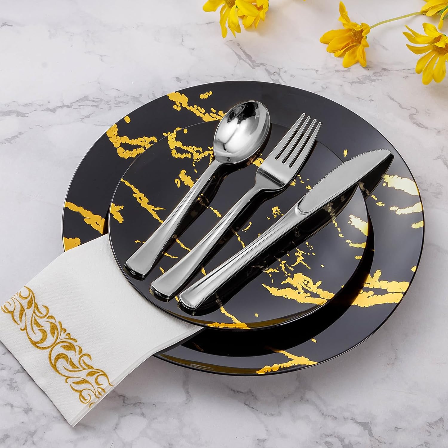 Goodluck 300PCS Silver Plastic Cutlery Set 1