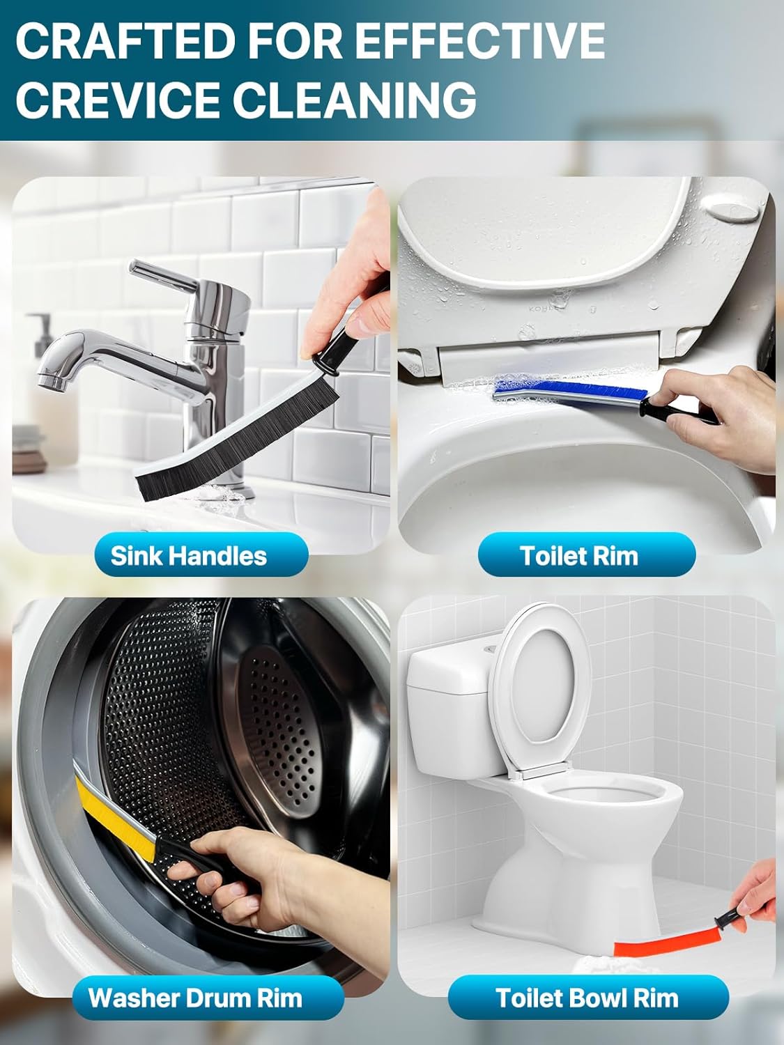 KOSPRIE 6Pcs Hard Bristle Crevice Cleaning Brushes