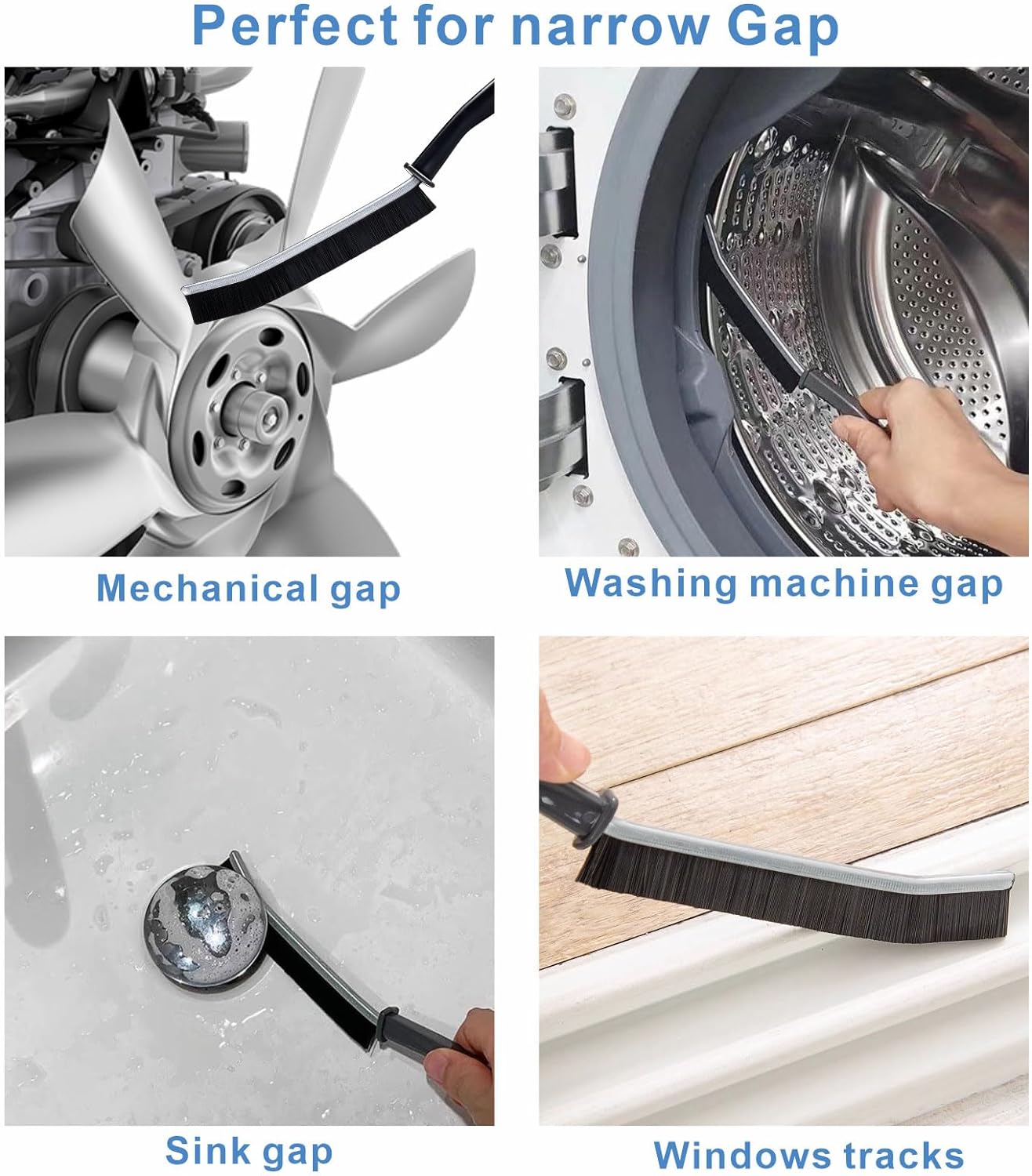 2pcs Hard Bristled Crevice Cleaning Brush for Kitchen Bathroom and Automotive Use