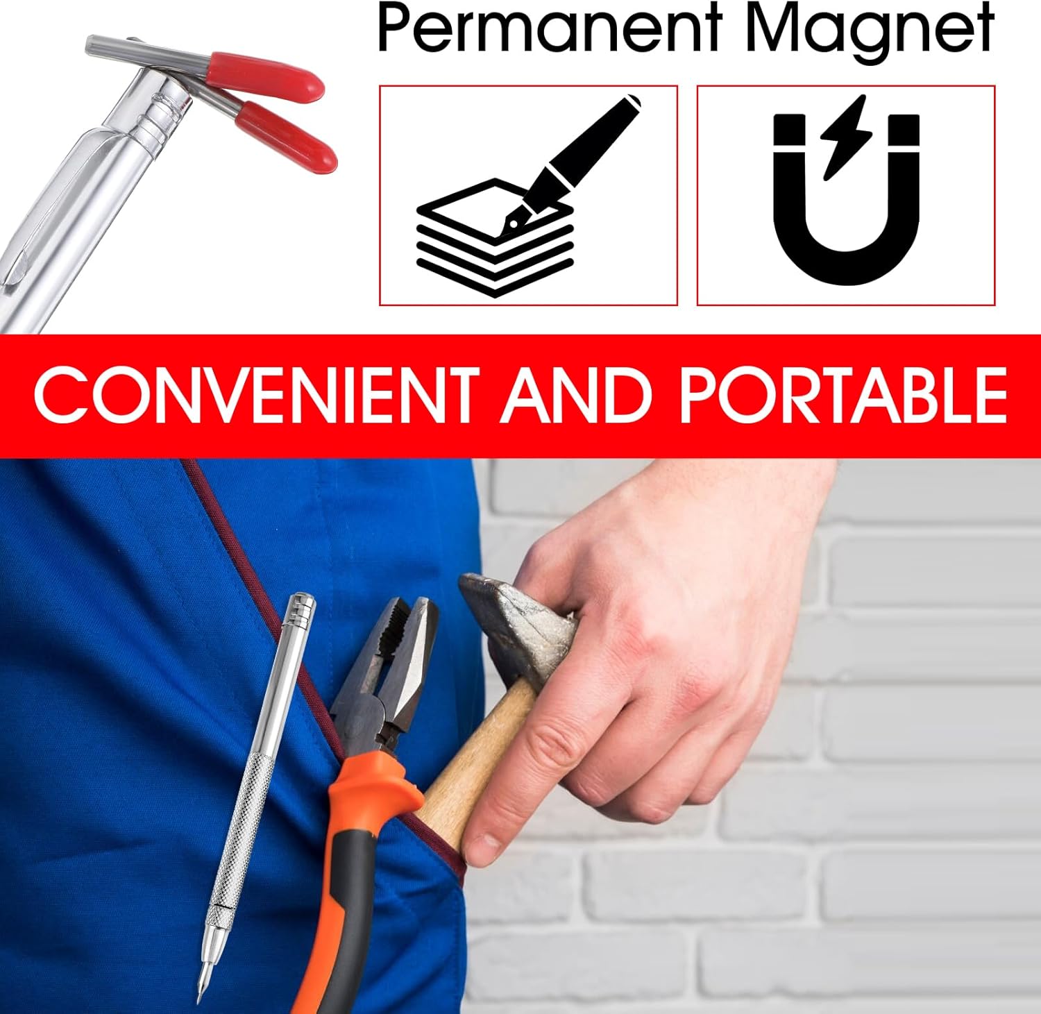 Prasacco 2 Pcs Tungsten Carbide Scriber with Magnet and 10 Tips