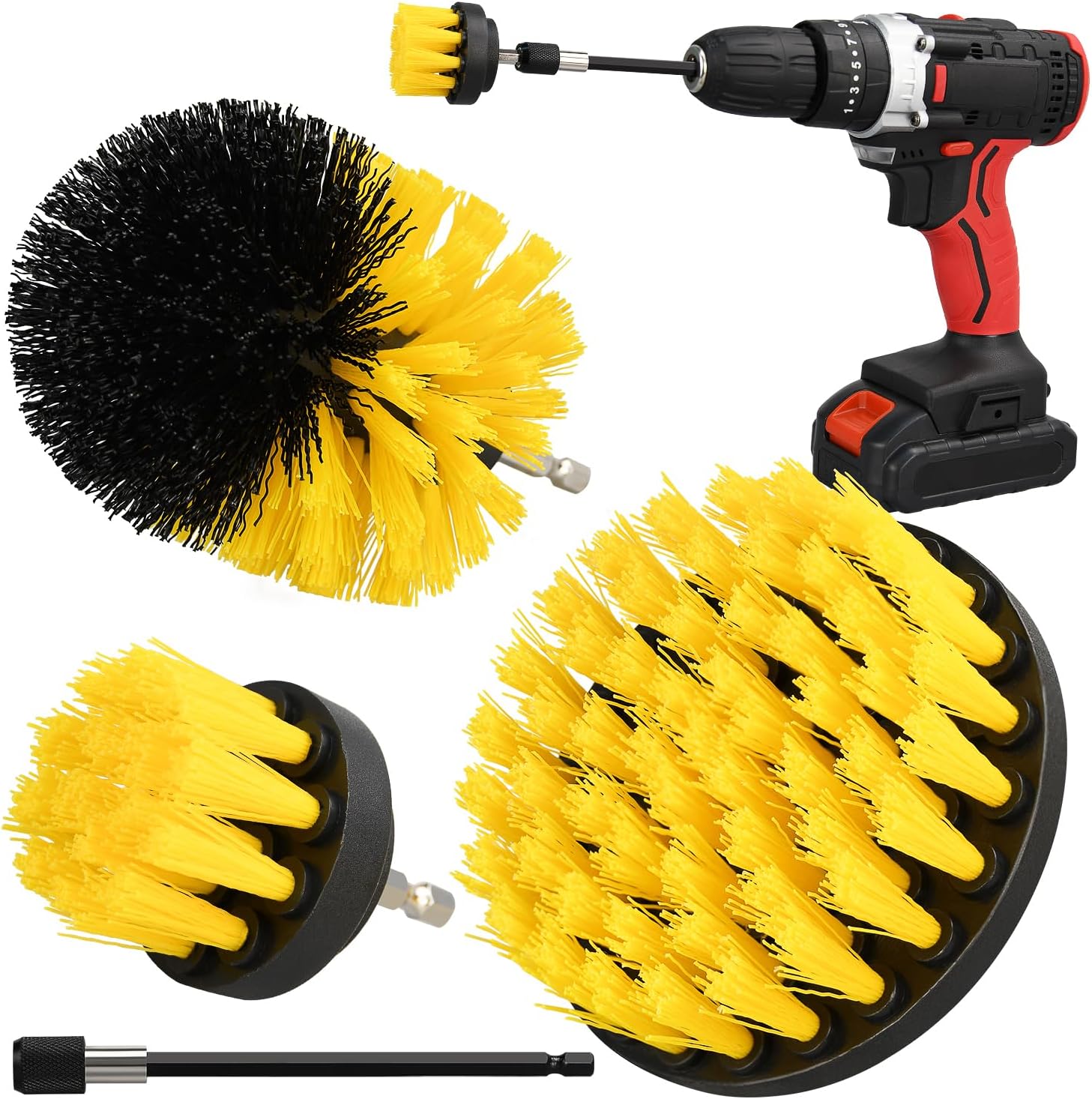 4pcs Drill Brush Set for Cleaning Bathrooms and Cars