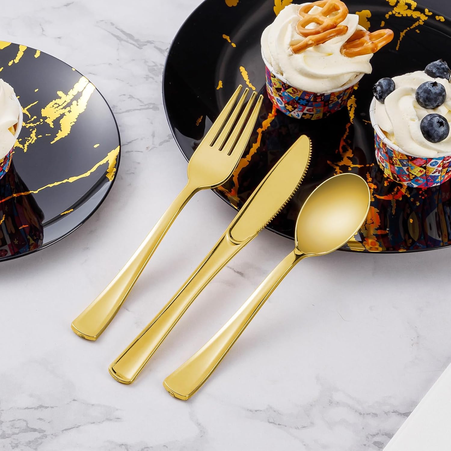 Goodluck 500PCS Gold Plastic Cutlery Set