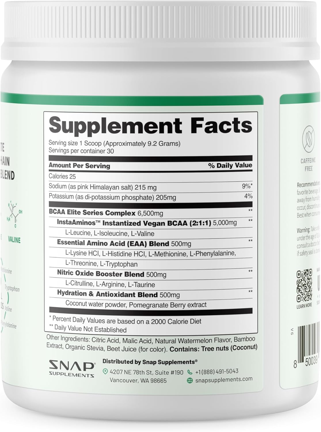 Snap BCAA Powder with Nitric Oxide Booster - Watermelon Flavor