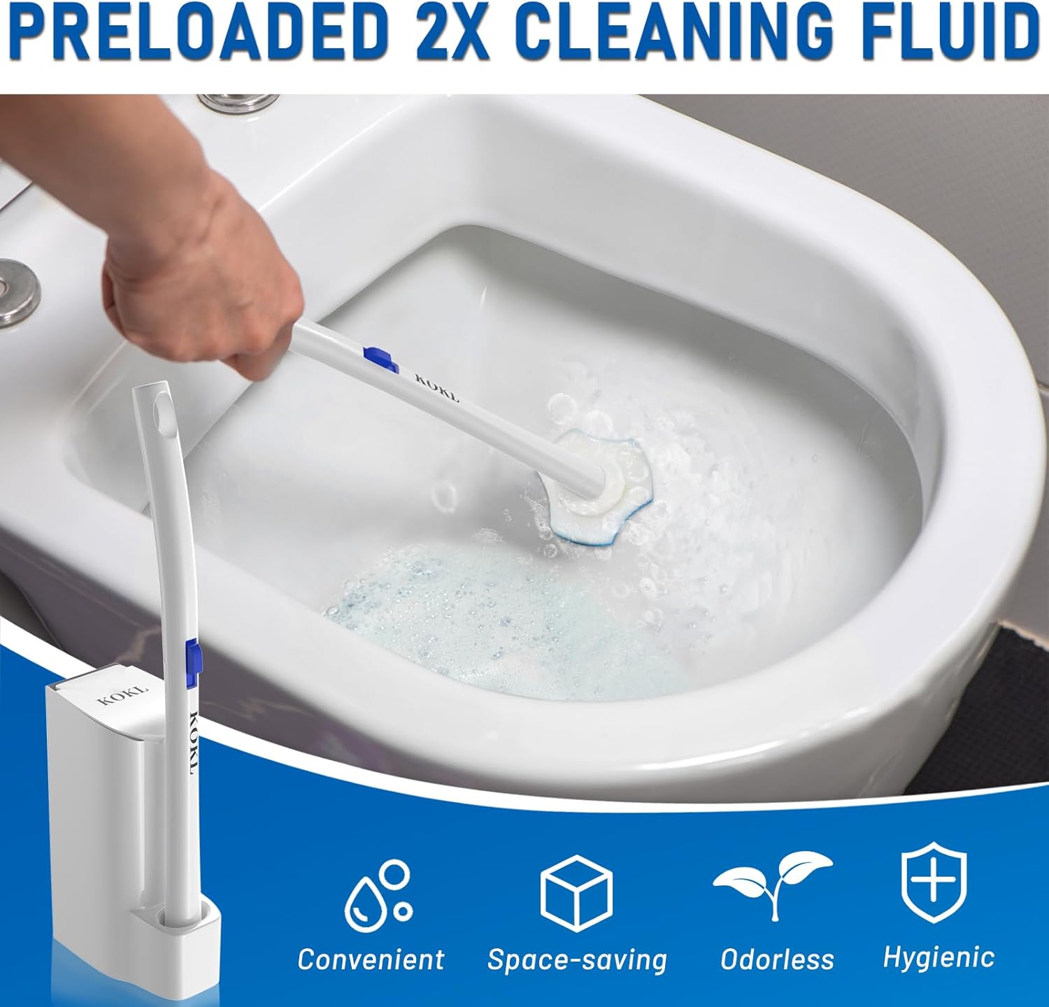 KOKL Disposable Toilet Brush with 40PCS Refills and Storage Caddy