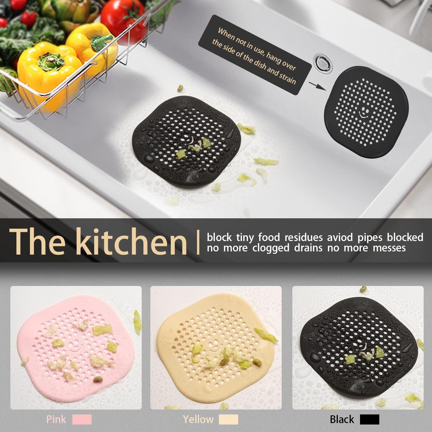 2 Pack Drain Cover Hair Catcher Deep Grey Bath Accessory