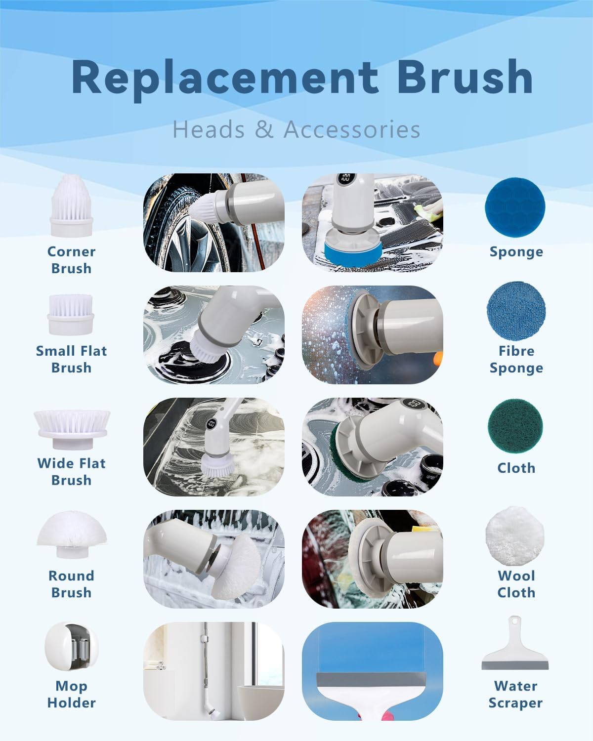 Gremap Electric Spin Scrubber with 9 Heads