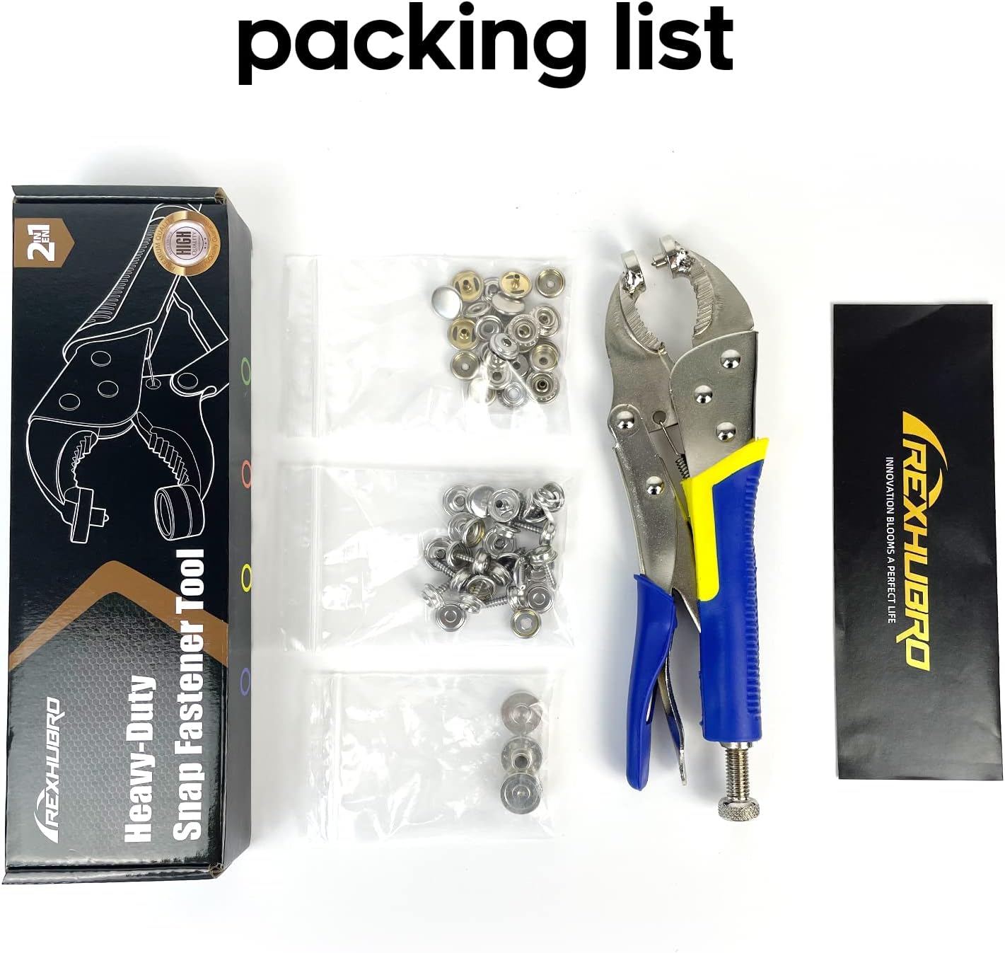 Rexhubro Snap Fastener Tool Kit 40 Sets 15mm Stainless Snap Pliers