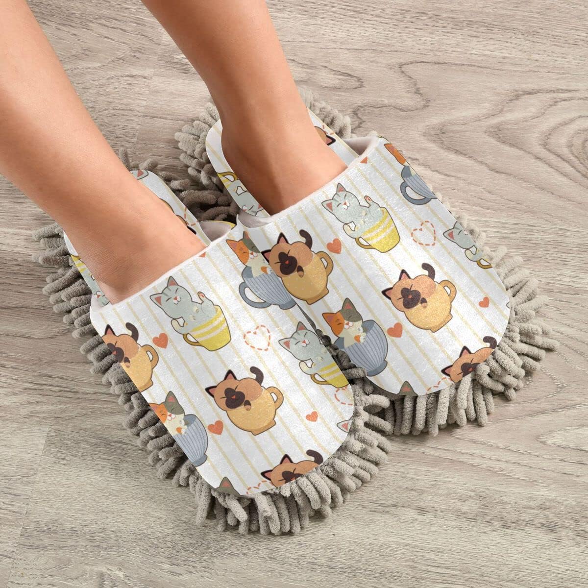 DOMIKING Mop Slippers for Floor Cleaning Washable Comfortable Women Men